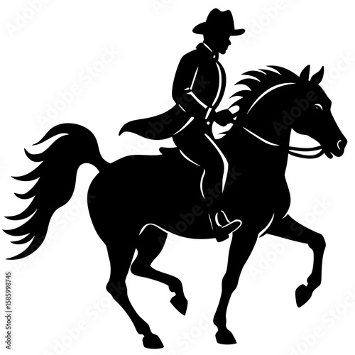 Cowboy riding galloping horse silhouette