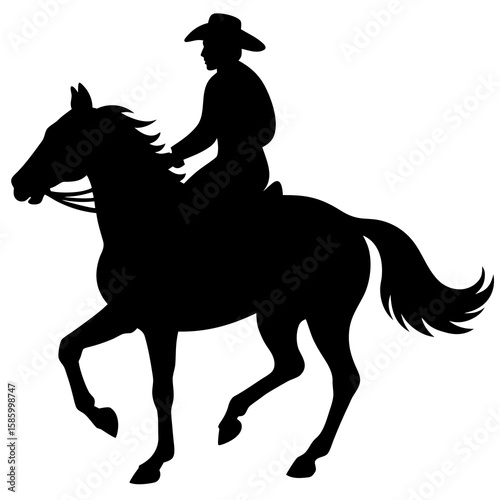 Cowboy riding galloping horse silhouette