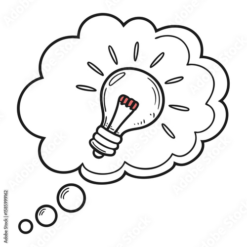 Creative Mindstorm Concept Illustration Showcasing An Inventive Lightbulb Within a Thought Bubble Emphasizing Innovation and Bright Ideas for