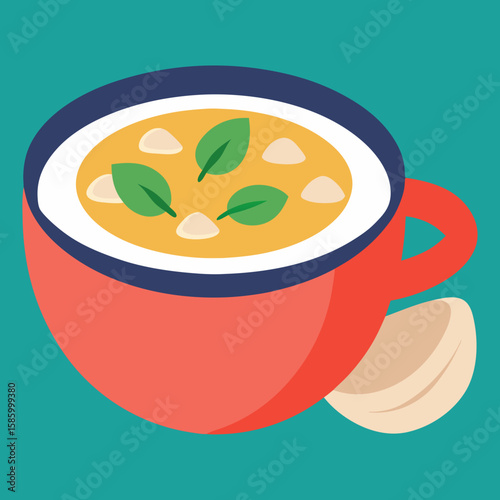 Herbal Tea Cup Warm Drink Flat Vector Icon