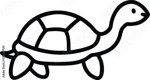 Simple black outline drawing of a turtle in a minimalist style vector