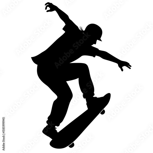 Skateboarder performing aerial trick skateboarding
