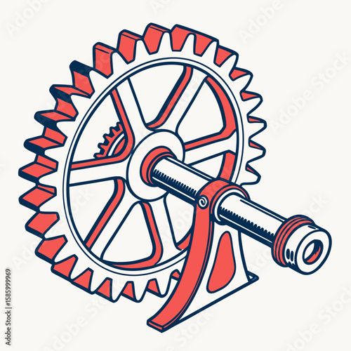 Innovative mechanical gear and screw mechanism illustrating engineering principles in machinery design with a focus on precision and functionality
