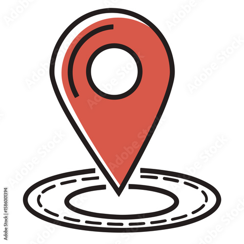 Simple digital illustration of a location pin icon highlighting navigation and geolocation concepts in modern design visual style