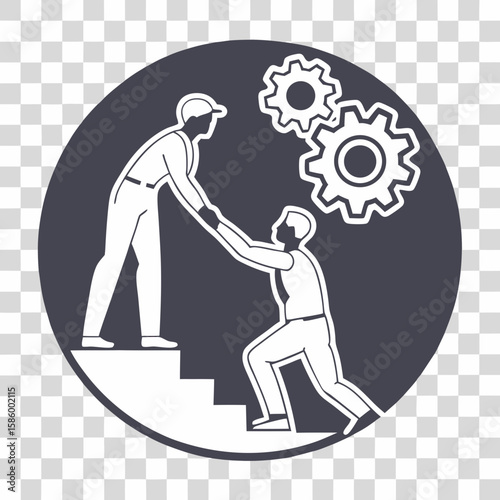 Collaborative problem solving and teamwork emphasizing mutual support and shared goals in a professional environment