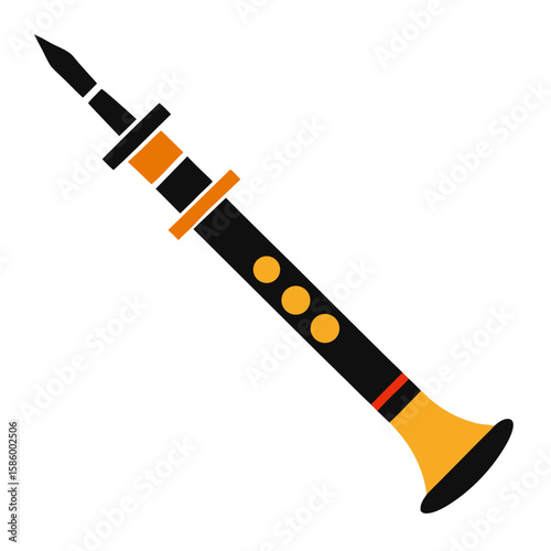 Clarinet Musical Instrument Flat Cartoon Vector Icon