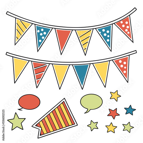 Festive colorful banners and celebration decorations for parties and gatherings
