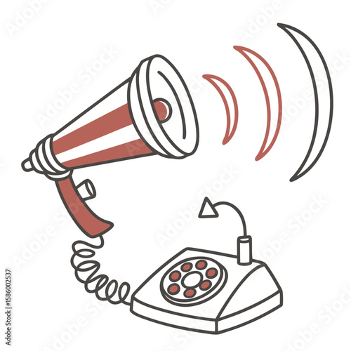 whimsical vintage telephone with megaphone blending old-fashioned communication tools with modern alert devices illustrating innovative ways to