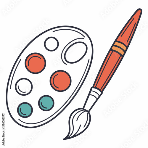 Artistic palette with colorful paint spots and a paintbrush symbolizing creativity and artistic expression for artists and art enthusiasts