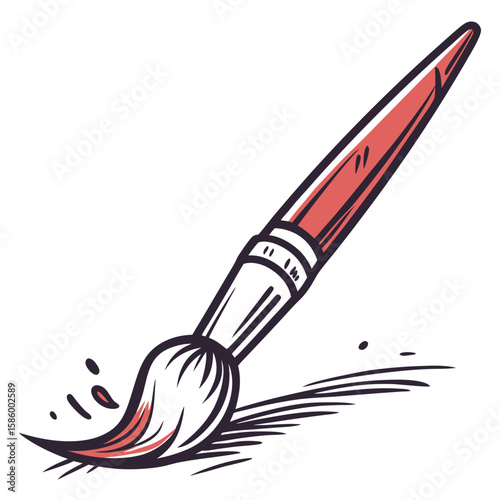 Artistic brush with dynamic strokes showcasing creative painting techniques and vibrant color blending in a minimalistic design