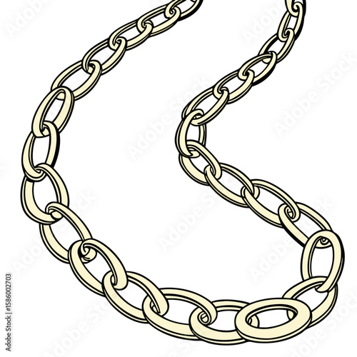 Heavy metal chain with interlocked links illustrating strength and durability for industrial or fashion design applications