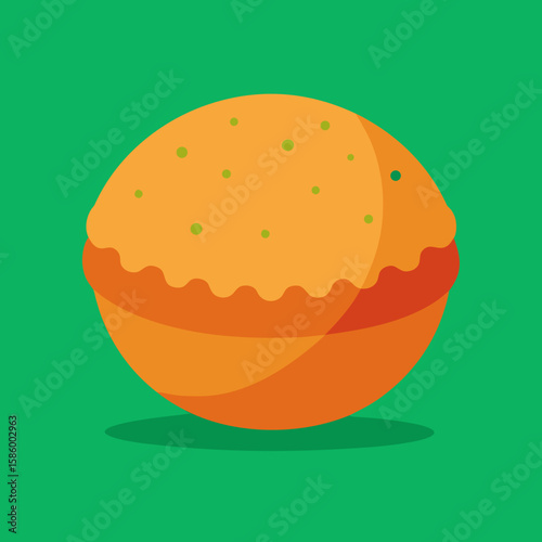 Round Burger Sandwich Flat Food Vector Icon