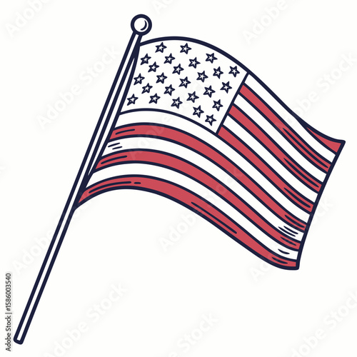 Patriotic American Flag Wave with Stars and Stripes on a Flagpole illustrating national pride and symbols of sovereignty capturing the essence of