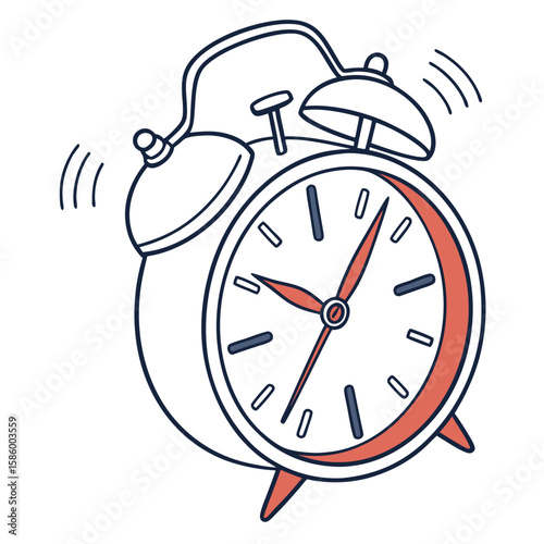 vintage alarm clock with ringing bells indicating time alert emphasizing urgency in waking up with classic design and functional form