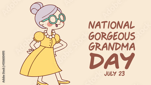celebrate grandmothers: lovely cartoon grandma in red, a charming illustration for July 23.