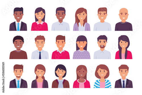 Diversity of Individuals: An array of individuals from different backgrounds and characteristics, each with a unique style, creating a mosaic of human individuality. Illustrating concepts of unity.