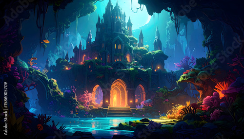 Enchanted Underwater Castle Pixel Art