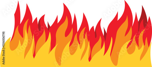 Vibrant flat design illustration of flame elements with orange and red colors