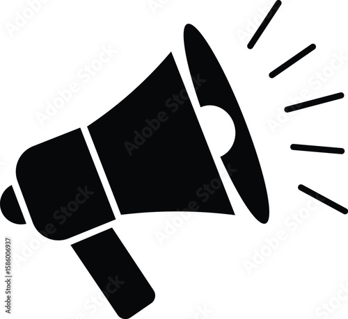Black icon of a loudspeaker announcing information and making a statement