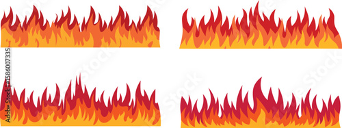 Four different vector fire flames illustration on a white background