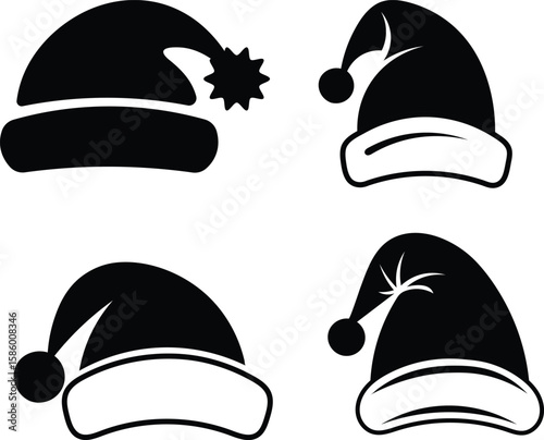 Vector illustration of four different styles of santa claus hats