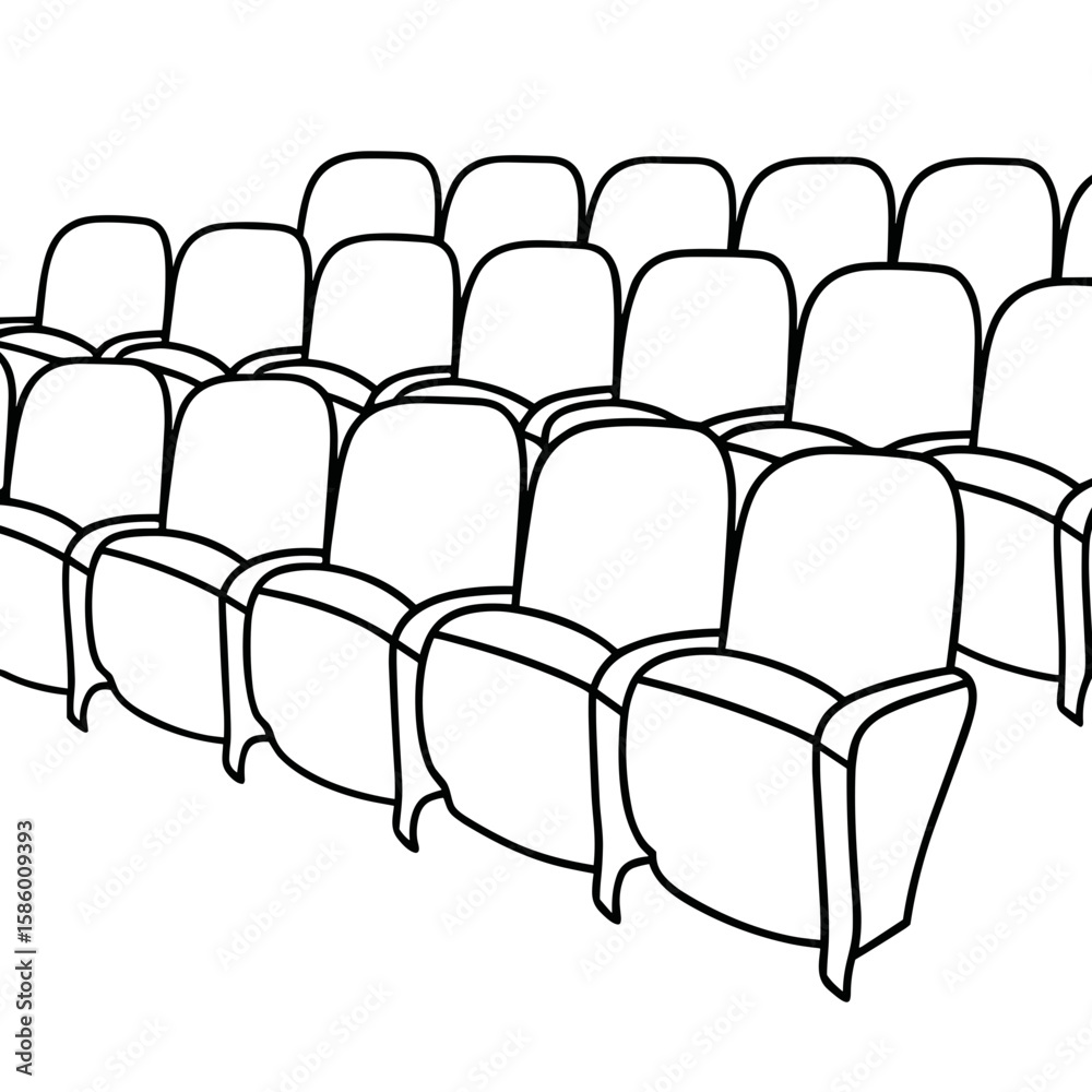 Obraz premium Red velvet theater seats in a row illustration 