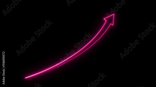 Neon up right arrow icon animation on black background. blue colors neon line share icon, Right way icon,