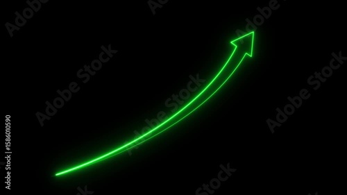 Neon up right arrow icon animation on black background. blue colors neon line share icon, Right way icon,