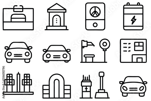 Parking Icons Collection electric vehicle charging station