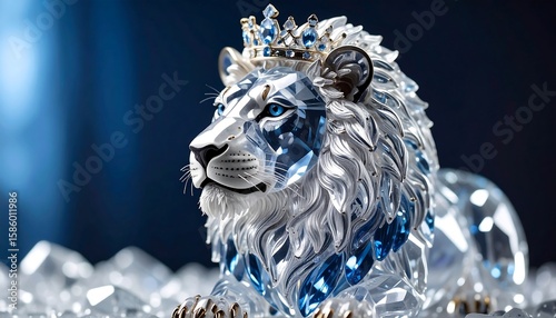 Majestic crystal lion figurine