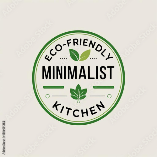 Eco friendly minimalist kitchen logo design for sustainable living and organic food preparation concept art