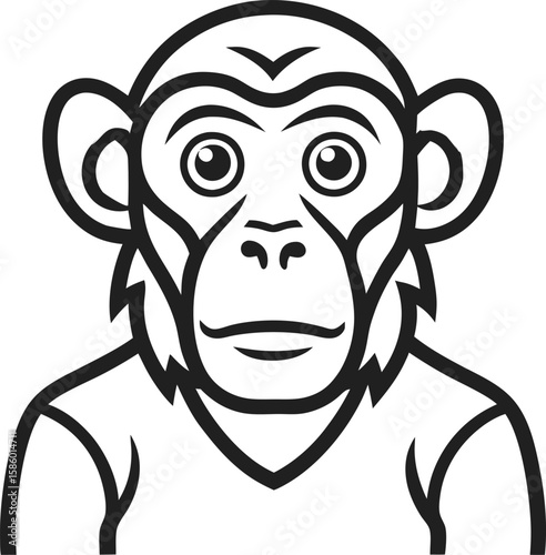 a chimpanzee one line art with transparent background