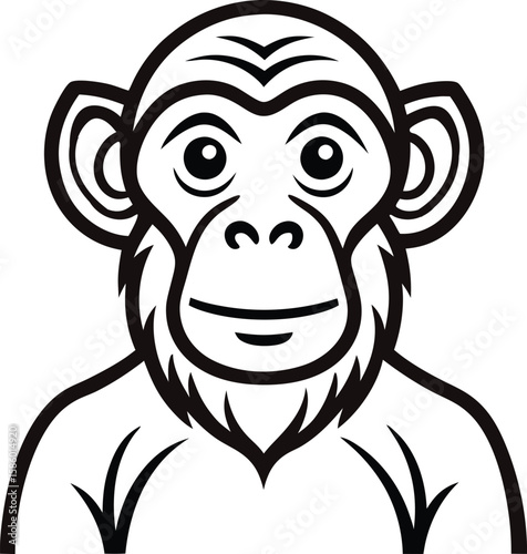 a chimpanzee one line art with transparent background