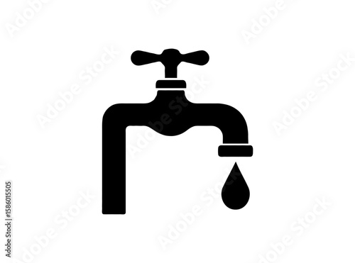 silhouette of a faucet with water drop