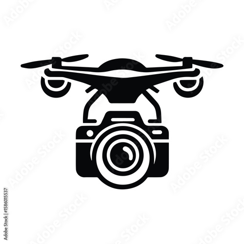 Drone with Camera Vector – Aerial Photography Equipment Icon for Filming