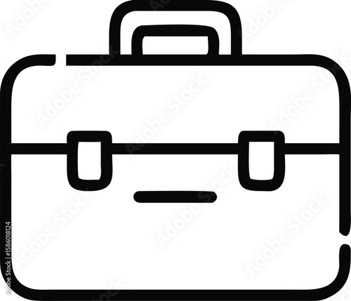 Simple line art drawing of a briefcase icon for ui element