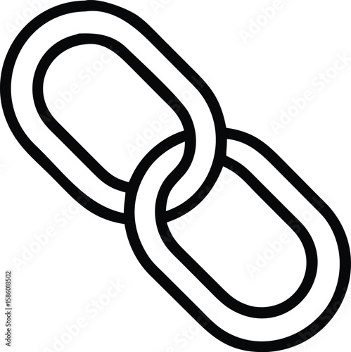 Simple line art drawing of two linked chain pieces in a minimal style