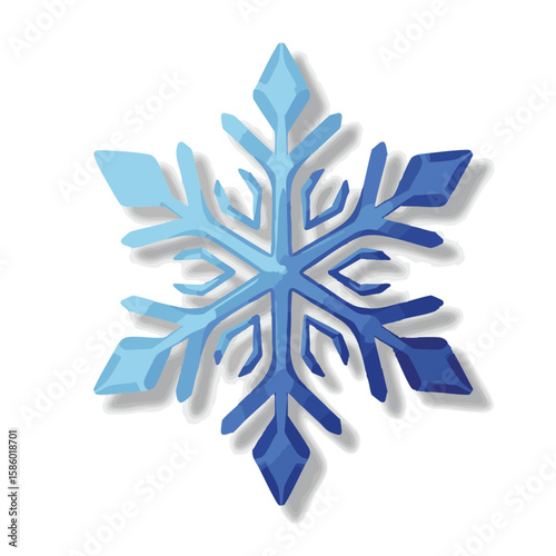 Stylized Icy Snowflake with Gradient Blue Tones Flat Icon