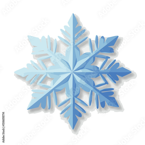 Stylized Icy Snowflake with Gradient Blue Tones Flat Icon