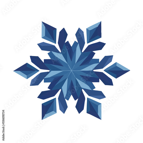 Abstract Crystalline Snowflake with Sharp Angles Flat Icon