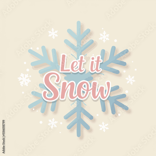 Soft Snowflake Badge with ‘Let It Snow’ Script Flat Style