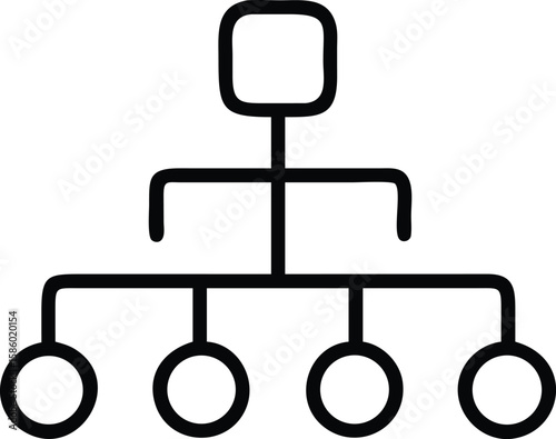 Simple line art hierarchical structure with connections for organizational chart designs