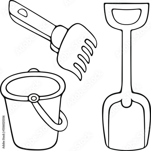 Sand basket with pail baby toy in outline