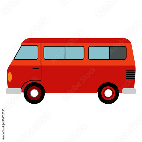 red bus isolated on white