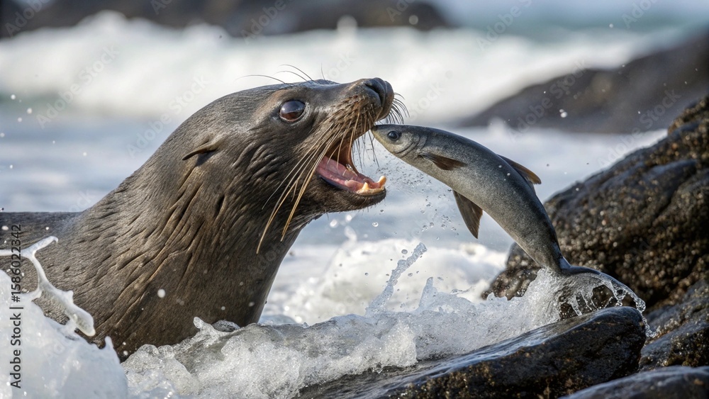 Naklejka premium Sea lions, sharp and realistic, Photo