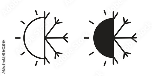 Hot and cold icon. linear style sign for mobile concept and web design.