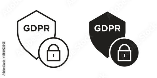 GDPR shield icon. linear style sign for mobile concept and web design.
