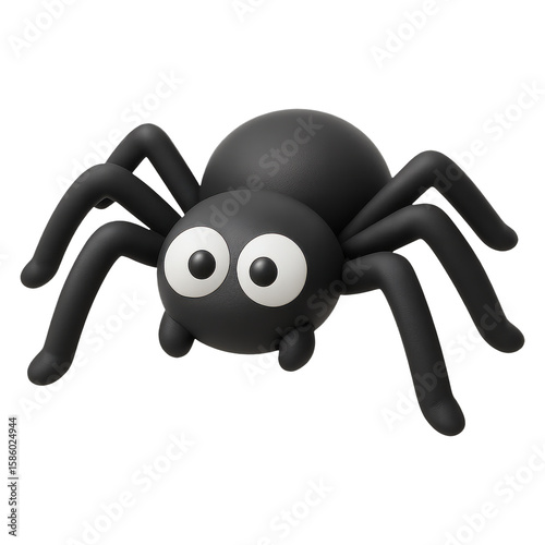 3D illustration of spider with legs spread with transparent background
