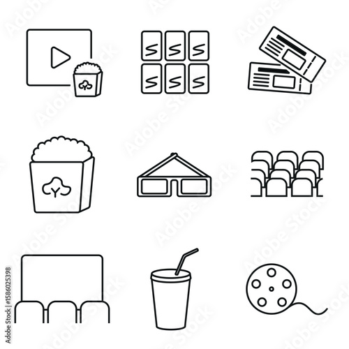 set of cinema icons