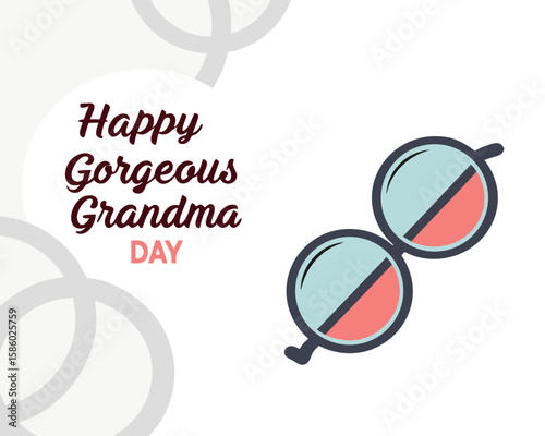 creative graphic celebrating gorgeous grandma day with light blue lenses and vibrant red-blue message. perfect for honoring grandmothers everywhere.